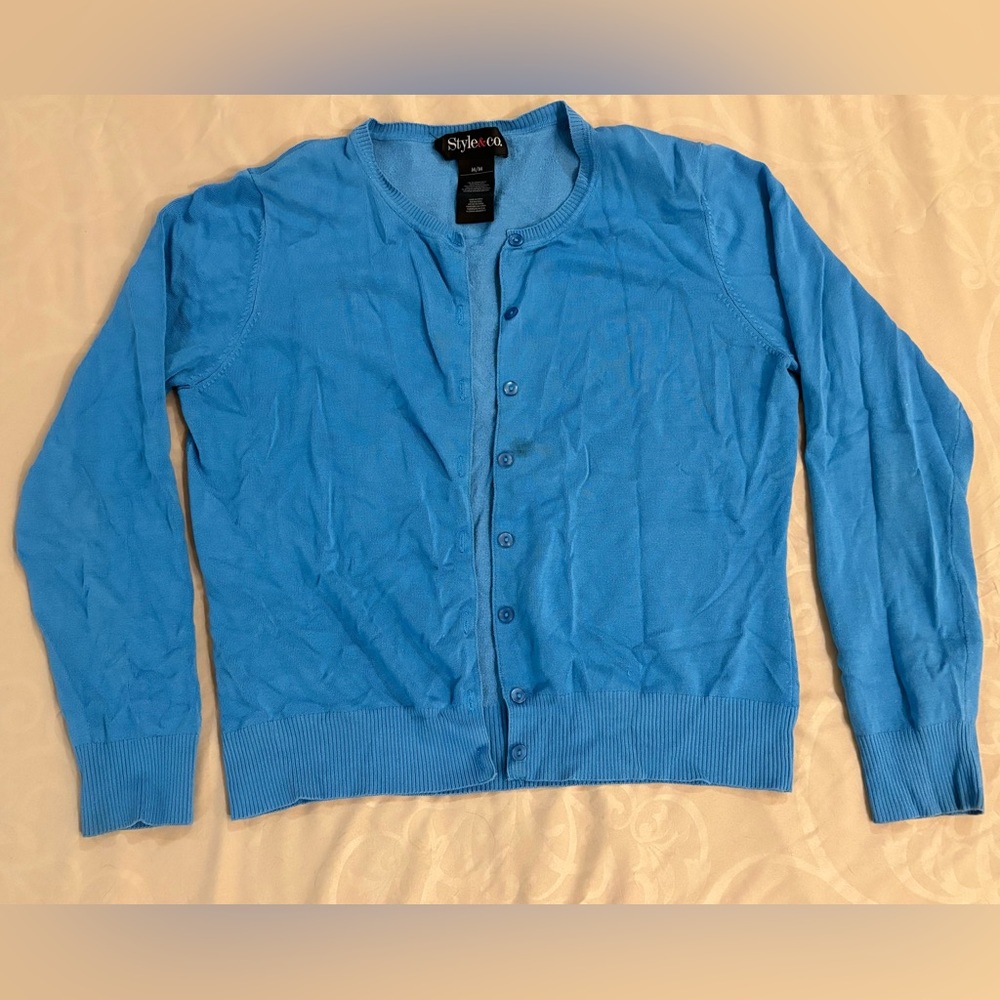 Style & Co blue button up cardigan